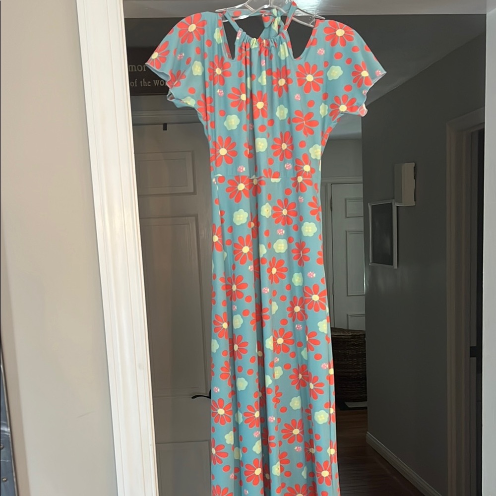 Fendi Floral Midi Dress - Blue and Red